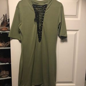 Olive green t-shirt dress